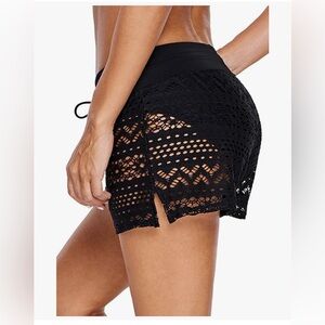 Crochet Coverup Swim Shorts Bathing Suit  NWT